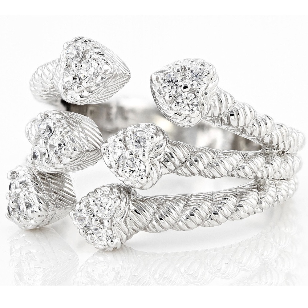 Judith Ripka Silver CZ Cluster Ring - Picture 2 of 13